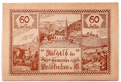 1920 Austria Waldkirchen am Wesen Notgeld 60 Heller Note (NG1340)