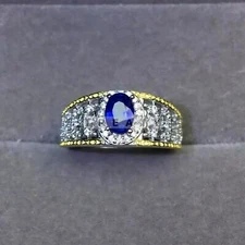 Blue Sapphire Oval Cut Gemstone With 925 Sterling Silver Ring For Men's #228