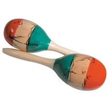 GP Percussion MMAR Tri-Color Wooden Mexican-Style Maracas, 2-Pack