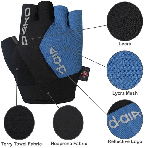 Men Cycling Gloves Bike Half Finger Mitts Padded Fingerless Sports lightweight - Picture 20 of 29