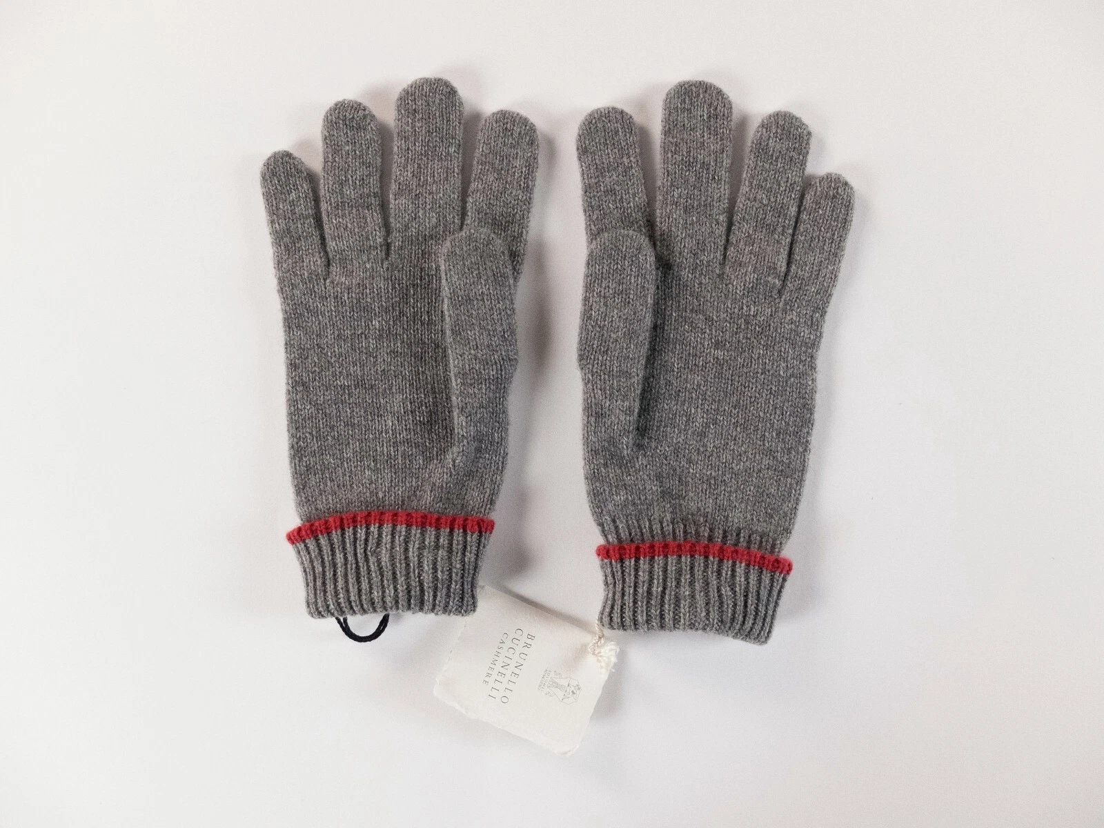 (NO CUSTOMS TAX) BRUNELLO CUCINELLI gray cashmere knit gloves Size Large NWT