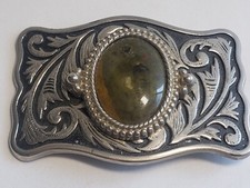 Hebilla de cinturón vintage Cuprum de Copper Jewelry edición limitada ágata años 70 plata