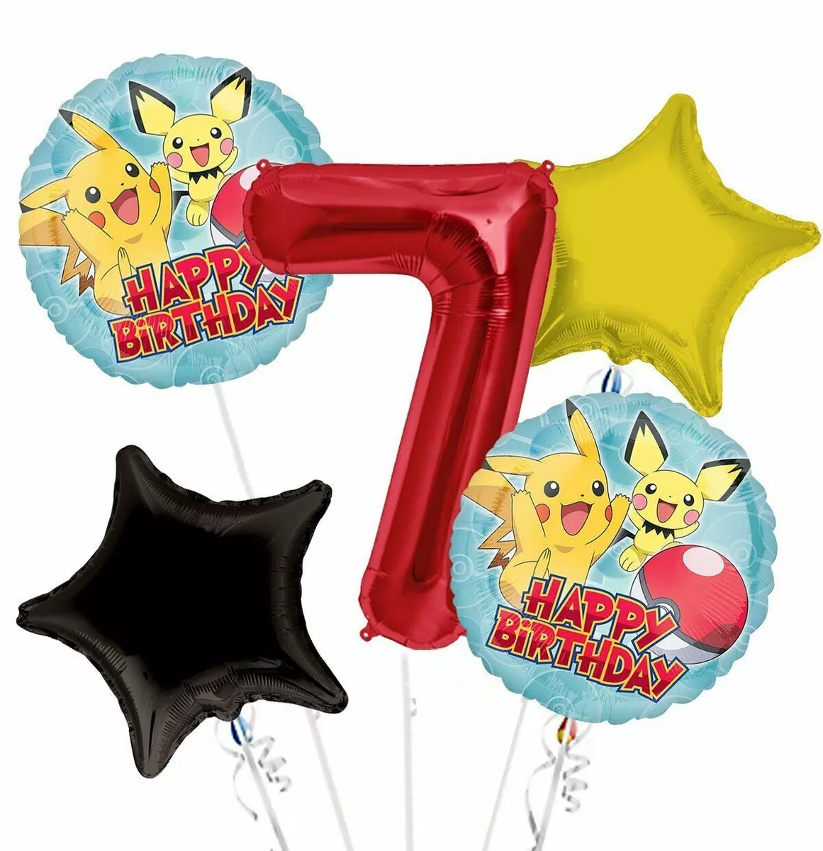 Pokemon Pikachu 7th Happy Birthday Balloon Bouquet Party Supplies Seventh