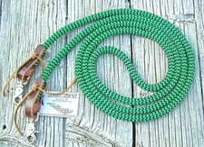 6' Reins Loop Yacht Rope Rein Pony Barrel Race Roping Trail db green black
