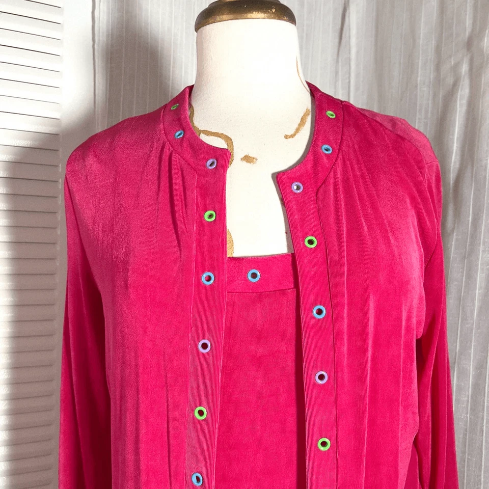 Marca Slinky | Para mujer | Cárdigan | S | Cárdigan vintage de 2 piezas rosa intenso punteado Foto 3 de 4