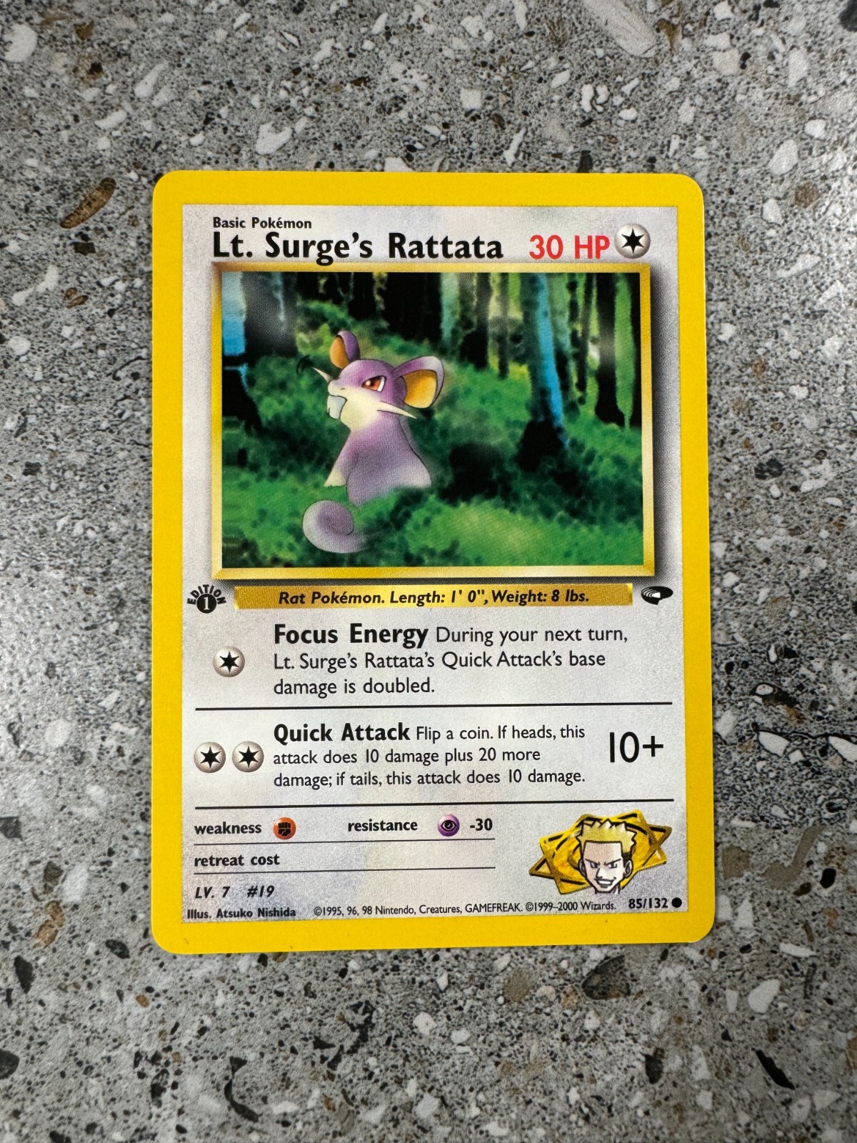 Pokemon TCG Cards 1st Edition Lt. Surge's Rattata 85/132 Gym Challenge NM-M