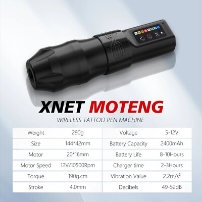 XNET EXO Wireless Tattoo Machine Kit with 10 Tattoo Ink 2400mAh