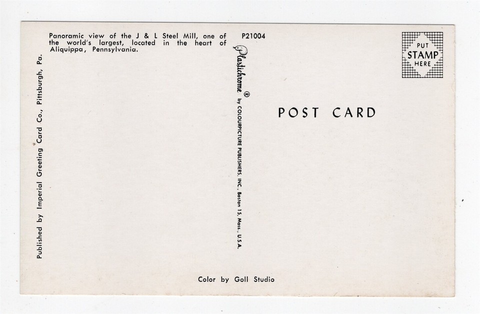 ALIQUIPPA PA VIEW OF J & L STEEL MILL CIRCA 1960'S eBay