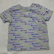 CHAMPION Little Boys All Over Print Multi Color Script T-shirts Size 4