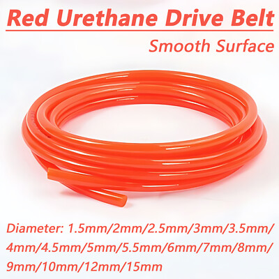 Urethane Drive Belt Dia 1.5-15mm Smooth Surface Red Round Industrial Drive Belt
