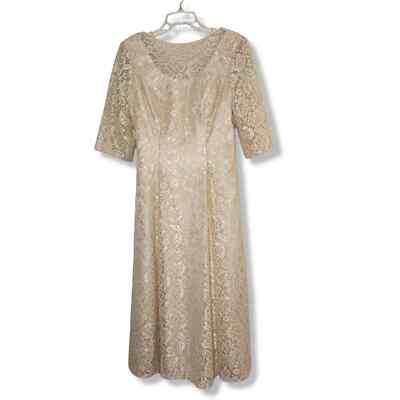 NWT JJ's House Champagne Lace Dress Women's Size 8 Retro Style Mother of  Bride | eBay