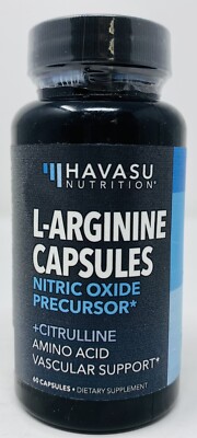 HAVASU NUTRITION L-ARGININE Male Enhancing Supplement Nitric Oxide 60 Exp.05/24
