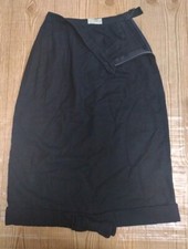 Vintage Black 100 Wool Skirt Bow Metal Zipper VTG Office Work Sloat New York NY