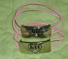 Lot of 2 Child bracelets BEST FRIENDS BFF Pink with silver charm rhinestone