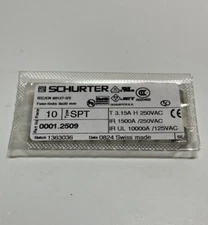 10 SCHURTER Ceramic Slow Blow Fuses NEW SPT 5 x 20 mm - 3.15A 250VAC - 0001.2509