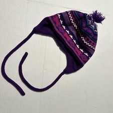 Vintage Turtle Fur Wool Ear Flaps Beanie Hat Winter Ski Knit Lined Hat Made USA