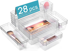 Vtopmart 28 PCS Clear Plastic Drawer Organizers Set, 4-Size Bathroom and Vanity