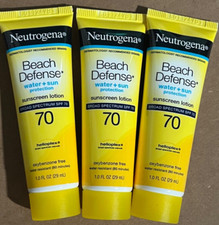 3X Neutrogena Beach Defense Sunscreen Lotion Broad Spectrum SPF 70, 1 Fl Oz.