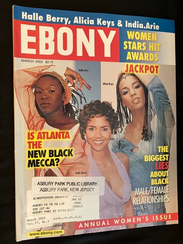 Vintage Ebony Magazine Cover Alicia Keys, Halle Berry & India Arie March 2002