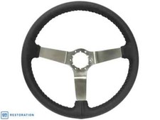 14 Black Leather Solid 3 Spoke Steering Wheel Gm Comfort Grip Replacement
