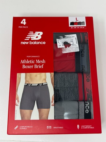 New Balance Men's 4 Pack Performance Athletic Mesh Boxer Brief Men's L 36-38"