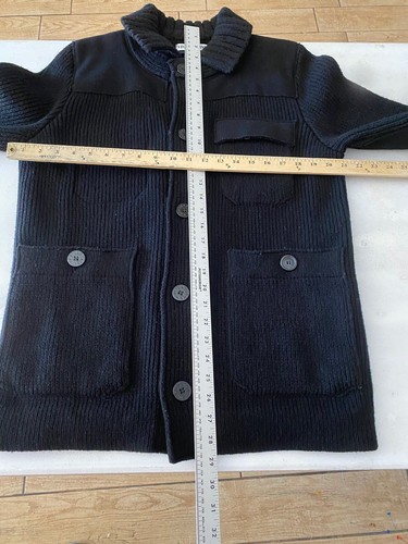 Herren Stone Island schwere Wollmischung Strick schwarz vorne Knopf Cardigan Größe L - Bild 7 von 15
