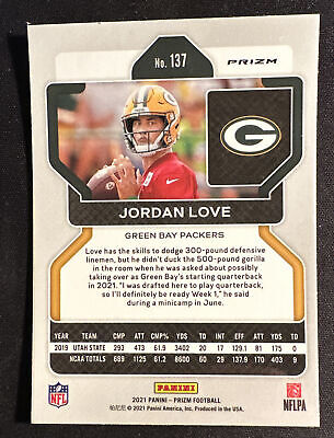 Jordan Love 2021 Panini Prizm Red Cracked Ice #137 Green Bay Jordan Love 2021 Panini Prizm Red Cracked Ice #137 Green Bay