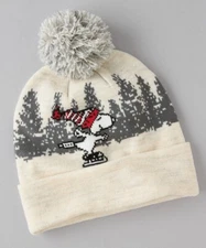 American Eagle Outfitters Snoopy Ice Skating Holiday Winter Hat Beanie