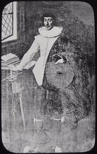 Glas Magische Laterne Dia PORTRAIT VON ST PHILIP SIDNEY UM 1890 ZEICHNUNG. JV