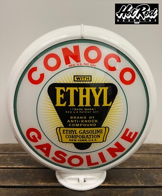 #ad #ad CONOCO ETHYL GASOLINE Reproduction 13.5quot; Gas Pump Globe White Body $175.00