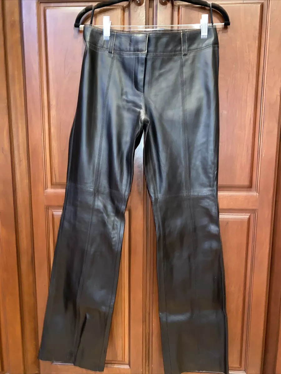EXPRESS Vintage 90 s Black Leather Pants Women s Sz 3 4 No Pockets Leg Zip Sexy