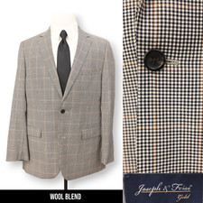 JOSEPH  FEISS GOLD mens gray multicolor wool sport coat suit jacket blazer 44 L