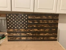 rustic wooden american flag