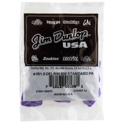 Dunlop 41R1.5 Delrin Standard Guitar Picks, 1.5mm, 72-Pack