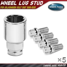 4x M14-1.5 Wheel Lock Lug Bolts & 1x Socket Key for Volkswagen Golf 1997-2021