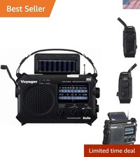 Compact Black Solar Weather Radio, USB Charged with NOAA Alerts  Flashlight