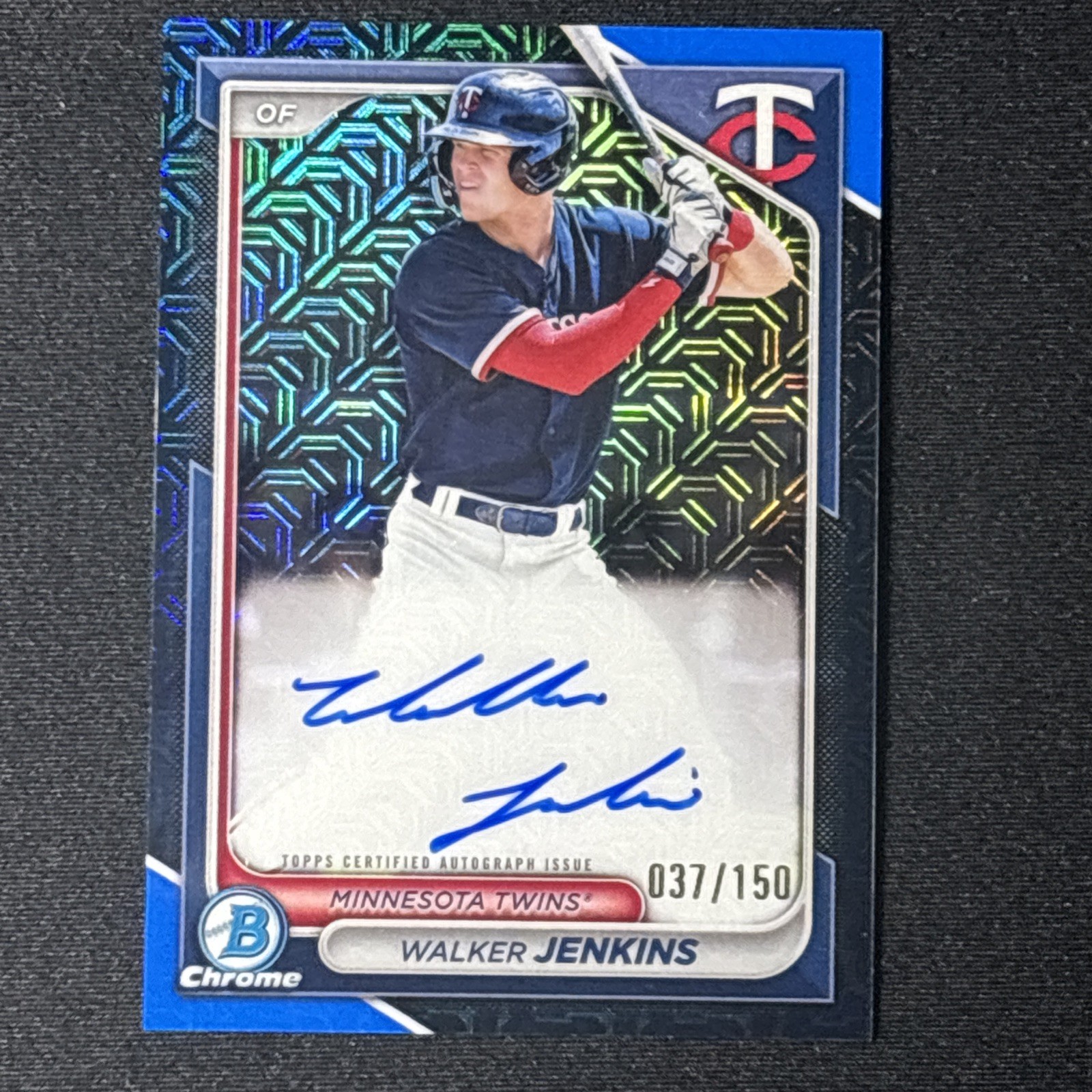 2024 Bowman Chrome Walker Jenkins Auto /150 Blue Refractor Mojo BMA-WJ