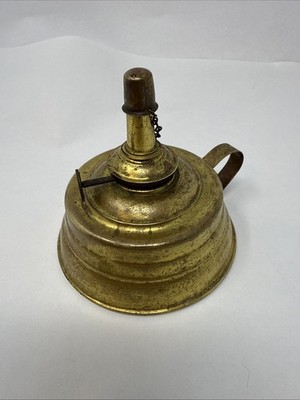 ANTIQUE Brass Whale Oil Lamp Edward Miller Co. Made in USA 1880's