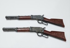 Lot of 2 Vintage 1960s Louis Marx Co. Miniature Saddle Rifles - Die-cast Metal