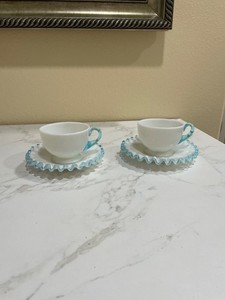 フェントン　アクアクレストファンフラワーベース&アクアクレスト　ソーサー Aqua Crest Fenton | eBay
