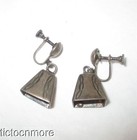 VINTAGE NAVAJO INDIAN STAMPWORK COWBELL DANGLE EARRINGS STERLING — photo 1