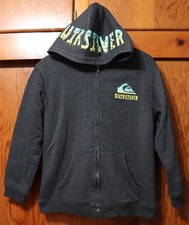 Quiksilver Sherpa Lined Jacket Hoodie Logo Full Zip Black Youth Large YL 14/16