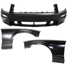 Bumper Cover Fascia Kit For 2005-2009 Ford Mustang Front CAPA 3-pc with Fenders