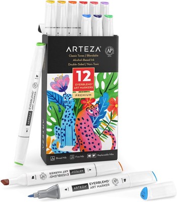 Arteza EVERBLEND Ultra MRKR, Set of 12, Bright Tones