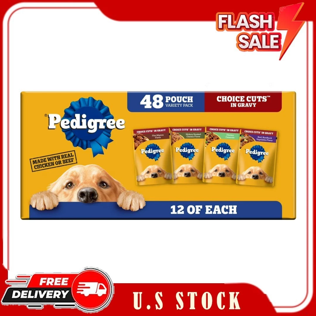 Pedigree Choice Cuts In Gravy Dog Food Variety Pack, 3.5 oz Pouches, 48-Count