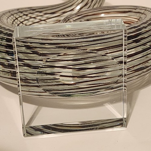 Murano Style Abstract Swirled Glass 11" Dark Brown Striped Sculpture - Picture 11 of 16