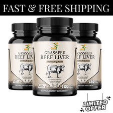 Desiccated Beef Liver Capsules, 100 Grass Fed Undefatted 360 Capsules 3 Pack