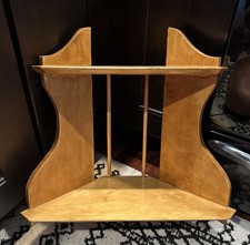 Wall Corner Shelf Small Two 2 Tier Light Brown Handmade