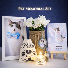 Personalised Pet Memorial Set, Pet Loss Gift, Dog Cat Memorial, Rainbow Bridge