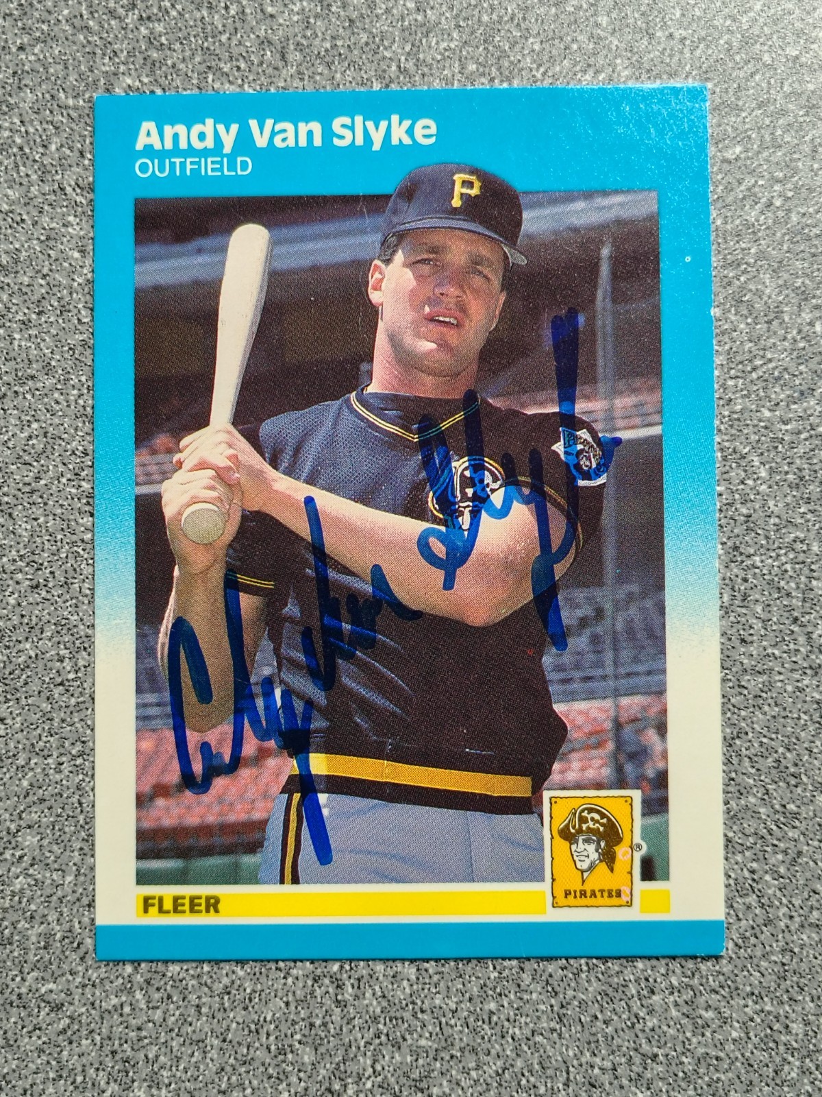 1987 FLEER UPDATE #U-121 ANDY VAN SLYKE SIGNED AUTOGRAPHED CARD - FREE SHIPPING